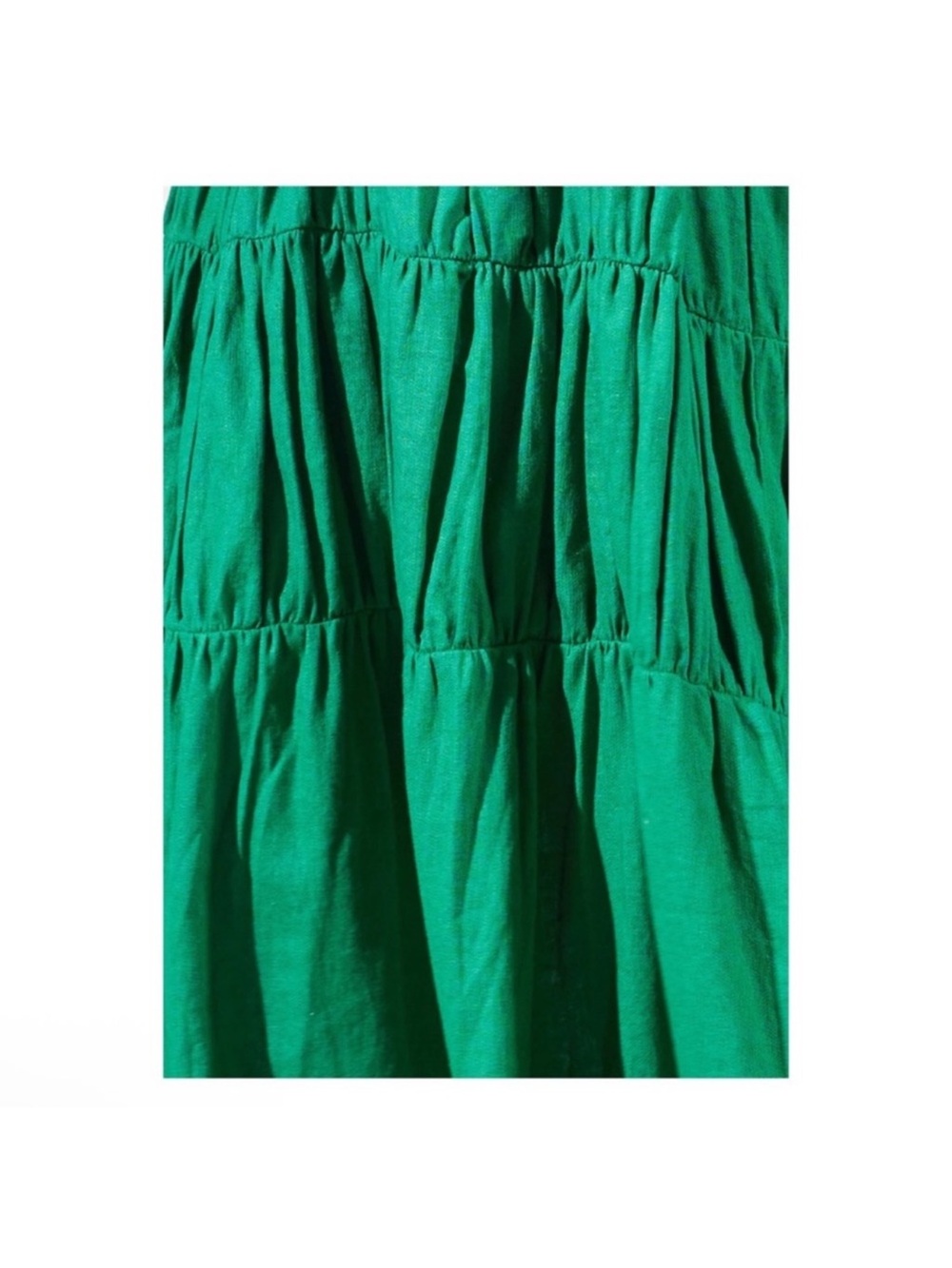New! Rue Stiic Elsa Linen Tiered Flowy Summer Maxi Dress in French Green - Picture 12 of 13